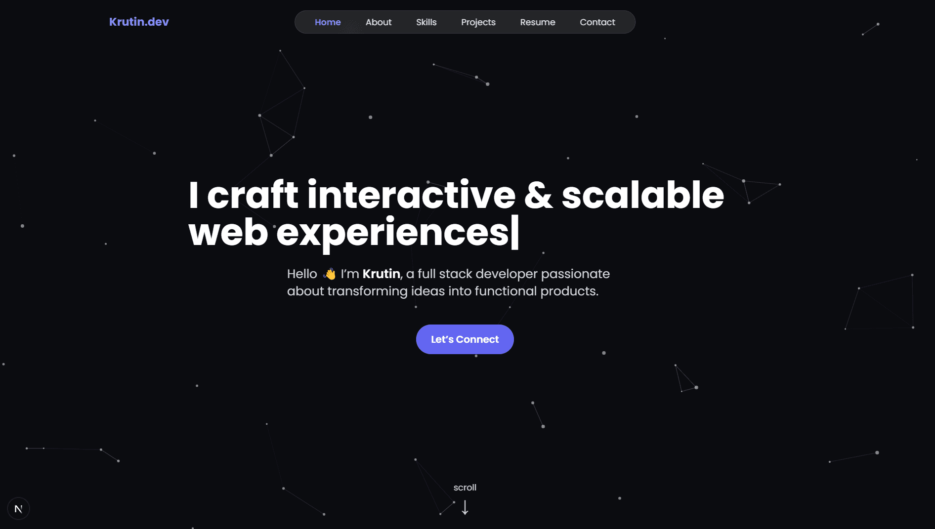 Krutin.dev Portfolio screenshot 1